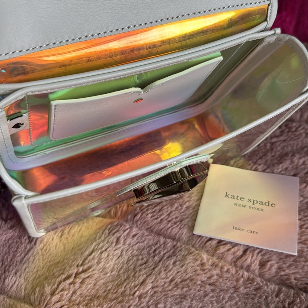 ✨ S O L D ✨ Kate Spade Optic White Hologram Iridescent Nicola Bag - Picture 10 of 11